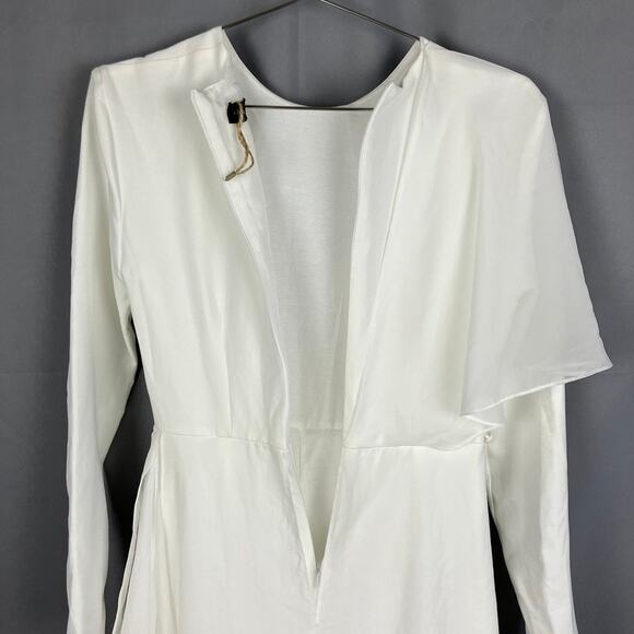 Annah Hariri White Overlay Chiffon Jumpsuit Wide Leg Size 2 Modest Palazzo READ - Picture 10 of 12